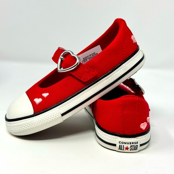 Converse Toddlers Little Kids Various Sizes Red Sneakers with Hearts NEW IN BOX - Picture 1 of 8